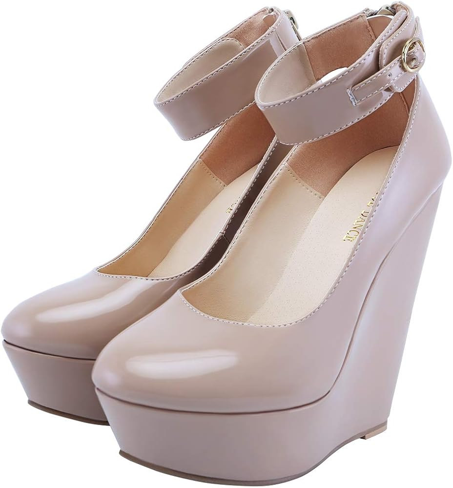 Premium Crystal Embellished Nude Platform Heels with Adjustable Ankle Strap for Pageant and Evening Wear